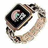 Metall mit Leder Armbänder für Xiaomi Redmi Watch 2 Lite Armband, Damen Xiaomi Redmi Watch 2 Lite Armband Edelstahl Ersatzarmband kompatibel mit Xiaomi Redmi Watch 2 Lite (G)
