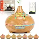 KDISHKRA 550ML Aroma Diffuser für Ätherische Öle, Ultraschall Luftbefeuchter, Fernbedienung, 4 Timer, 7 Farben, Automatische Abschaltung, Duftöl Diffuser Duftlampe für Schlafzimmer, Büro, Spa