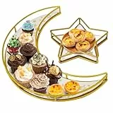Gobesty 2 Stück Ramadan Tablett, Eid Tray Anzeige Dekoration, Mond Stern Serviertablett Ramadan Dekoration Teller, Eid Mubarak Tischdeko Teller Tischdekoration Für Ramadan Tischdeko Dessert Gebäck
