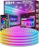 AILBTON 6m Neon Led Strip,Flexible Neon LED Streifen,Control with App/Remote,Multiple Modes,Music Sync Gaming RGB Led Strip Lights