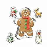 MIUTME Keksausstecher Set,Ausstecher Weihnachten,Großer Lebkuchenmann Plätzchen Ausstecher,Weihnachten Ausstechformen für Weihnachtsbaum, Weihnachtsmann, Schneeflocke, Rentier(13.8 * 20.5cm）