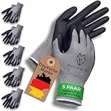 WOLFSFELLER Premium Arbeitshandschuhe Gr. 8 | 5 Paar Robuste & Komfortable Montage-Handschuhe Damen | Mit Langlebiger Nitril-Beschichtung