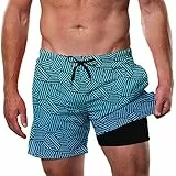 Dancinova Badehose Herren Badeshorts mit Kompression 2-in-1 Surf Shorts Schnelltrocknend Innenhose