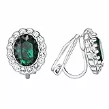 Vogem Grün Ohrclips für Damen Ohne Ohrlöcher Smaragd CZ Zirkonia Clip Ohrringe Hypoallergen Hochzeit Modeschmuck