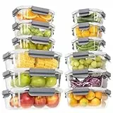 GENICOOK 24 Stück Glas Frischhaltedosen Set Mit Deckel - Vorratsdosen Für Lebensmittel, Meal Prep Boxen, Aufbewahrungsbehälter, Luftdichte Lebensmittelbehälter Für Küche