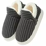 Misolin Hausschuhe Damen Winter Wärme Pantoffeln Herren With Memory Foam Kordsamt Voll Plüsch Weiche Geschlossen Baumwolleschuhe Antirutsch Bequeme Outdoor/Indoor,Schwarz 270(EU38-39)