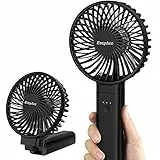 EasyAcc Handventilator, Mini Tragbarer Ventilator, Wiederaufladbar USB Ventilator, Faltbar Kompatibel Lüfter für Konzert, Reisen, Büro und Zuhause - Schwarz