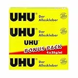 UHU Alleskleber Tube, Der Bewährte Universalkleber für nahezu alle Klebefälle im Haushalt, Bonuspack 4 x 35g