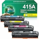 GREENSKY 415A mit Chip Kompatibel für HP 415A 415X Multipack für HP Color Laserjet Pro MFP M479fdw Toner M479dw M454dw M454dn M479fdn M479fnw M480f 2030A 415A Schwarz Cyan Gelb Magenta (4-Pack)