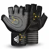 flintronic Fitness Handschuhe, Belüftete Fitness Handschuhe mit Handgelenkband-Unterstützung, Rutschfester Silikon Gym Gloves für Gewichtheben, Training, Fitness, Klimmzüge (L)