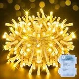 Ollny Lichterkette außen Batterie, 15M 150 LED Lichterkette Weihnachtsbaum innen, wasserdicht Weihnachtsbeleuchtung außen warmweiß für outdoor Balkon Camping Zimmer Party Garten
