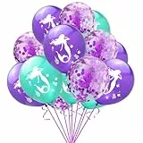 POPOYU 15 Stück Meerjungfrau Geburtstagsdeko,12 Zoll Meerjungfrau Kindergeburtstag Party Ballons Meerjungfrau Luftballon Lila Meerjungfrau Latexballons für Unterwasserwelt Kindergeburtstag Party Dekor