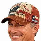 Generisch Republic of Texas Baseball Cap - Verstellbare Retro Schirmmütze Vintage Design | Stickerei Texas Gedenk-Kappe - Für Damen Herren Patrioten Fans Touristen Alltagstragen Outdoor Sportevents