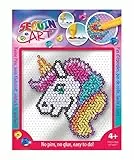 MAMMUT 8331830 - Sequin Art Paillettenbild Einhorn, EASY - NO PINS, Steckbild, Komplettset mit Kunststoffplatte, Bildvorlage, Pailletten, Picker, Aufsteller, Anleitung, ab 4 Jahre