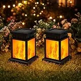 GIGALUMI Solarlampen für Außen Hängend, 2 Stück Flammeneffekte Solar Laternen für Draußen,IP44 Wasserdicht Solarleuchten Gartendeko für draußen Wetterfest,Solarleuchten für Patio,Terrasse,Hof