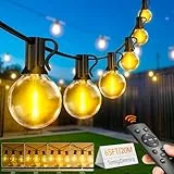 Lichterkette Aussen 20M - LED Lichterkette Außen IP44 Wetterfest 26+2 G40 Glühbirnen mit Fernbedienung für Outdoor Garten Balkon Party Hochzeit