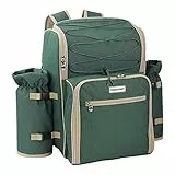 anndora Picknickrucksack 4 Personen mit integrierter Kühltasche grün inkl. 29-teiliges Zubehör