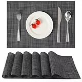 Myir JUN Tischsets Abwaschbar 6er Set,Gewebte Platzdeckchen rutschfest Abgrifffeste Hitzebeständig,Vinyl Platzsets Abwaschbar für küche Speisetisch Hotel,Platz-Matten 30x43.5cm (Dark Grau)
