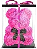 NADIR Rosen Blumenbär mit Schleife - Geschenk für Freundin zum Geburtstag, Hochzeitstag oder Jahrestag