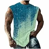 KOG Tank Top Herren Sport Tanktop Sommer Unterhemd Ärmelloses Tee T-Shirt Grafik Drucken Bekleidung Lose Baumwolle Tshirt Gutschein Tee Lässig Tshirts Männer T-Shirt Amazon Gutschein Blau 4XL