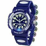 GUUMUXIN Analoge Kinderuhr mit Bunten Lichtern für Jungen und Mädchen, 30M wasserdichte Lernuhr TPU Armband Outdoor Sportuhr für 5-16 Jahre