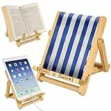 Bookchair Medium Blau-Weiß gestreift - Buchständer - Tablethalter aus Holz: Leseständer für Bücher, E-Reader und Tablets: Ideal für Schule & Studium, für Jung & Alt