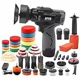 SPTA Poliermaschine, 12V Akku 2.0 Ah Polierer Auto Schleifmaschine Set Profiset Auto Politur Set mit 2tlg Batterie, 37tlg Polierschwamm Pollierpad, Polierfell,Polierteller für Auto KFZ Boot