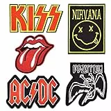 5 Stück Aufnäher für Kleidung, (Rock Band/Rock and Roll) Aufnäher zum Aufnähen, zum Aufbügeln, Stickerei-Aufnäher für Kleidung, Jeans, Anoraken, Rucksäcke