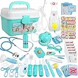 Anpro 46Stk Arztkoffer Medizinisches Spielzeug Rollenspiel Spielzeug Set, Arztkoffer Doktor Spielset Rollenspiel Kit Geschenke für Kinder (Blau)
