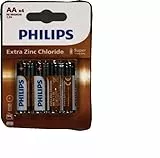 Philips AA-Batterien 4 Stück - R6L4B10 - Zinkchlorid-Technologie - 3 Jahre Haltbarkeitsdauer