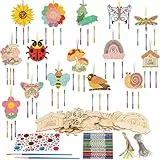 XREE 15tlg Windspiel Bastelset Kinder, Windspiel Schmetterling Klangspiele Holzbastelsets Geburtstag Deko für Jungen Mädchen DIY Dekoration