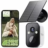 TIEJUS 2K Überwachungskamera Aussen Akku Solar 5G/2,4GHz WLAN Kamera Outdoor Kabellose,Kamera Überwachung Aussen/Farbe Nachtsicht/Bewegungssensor/Cloud Storage/IP66