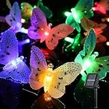 LEDMOMO Solar Schmetterlingen Lichterkette Aussen, Mehrfarbiges Solar Schmetterlinge Licht Wasserdicht FüR AußEn, Haus, Garten, Terrasse, Rasen, Dekoration, Beleuchtung