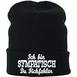 EXPRESS-STICKEREI Lustige Strickmütze - Warme Wintermütze mit Spruch Ich Bin sympathisch du Fi**Fehler - Beanie für Damen und Herren - Unisex Wollmütze - Haube mit Spruch
