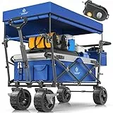 KESSER® Bollerwagen faltbar GT9000 Handwagen mit Dach | Transportwagen max. belastbar bis 150kg mit Hartgummi-Räder & Feststellbremsen (Vorne & Hinten) | Inkl. Schloss, Abdeckung & Sichtschutz