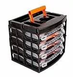 BigDean Sortierkasten Werkzeugkoffer mit 4 herausnehmbaren Schubladen - Sortierkästen Sortierkoffer – Sortimentskasten Schraubenbox - Organizer für Kleinteile -