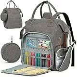 Coopay Multifunktion Stricktasche Rucksack, Reise Häkeltasche mit 6 Garnösen, Große Garnaufbewahrung Organizer Tasche für unfertige Projekte, Häkelnadel, Stricknadeln, Wolle, Strick- und Häkelzubehör