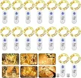 LED Lichterkette Batterie mit Timer, 16 Stück 2M 20LED Micro Batterie-betrieben Kupfer Drahtlichterkette Warmweiß Weihnachtsbeleuchtung für Zimmer, Innen, Weihnachten, Außen, Party, Hochzeit, DIY