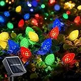 L LAMPOP Solar String Christmas Lights C7 9.4 m 50 LED Colorful Strawberry Hanging Lights Outdoor Waterproof Green Wire Fairy Light Decoration for Garden Patio Yard Camping Party Gifts for Dad Mom