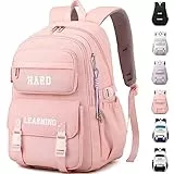 KESUDE Schulrucksack Mädchen Teenager, Groß Schul Rucksack Multi-Tasche Wasserdicht Schulranzen Rucksack Daypacks Backpack School bag Schultasche für Mädchen Damen, Rose