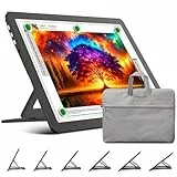 TOHETO A3 Leuchttisch mit Ständer & Tasche für Diamantmalerei, Wiederaufladbares Ultraheller Leuchtkasten zum Zeichnen, Aufladbar Licht Pad zum Nachzeichnen, Kabelloses Lichttafel zum Skizzieren Black