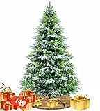 KESSER® Weihnachtsbaum künstlich 140 cm Schneezauber – Tannenzweige wie echt – naturgetreuer Tannenbaum mit Ständer, dichtes Bäumlein, realistischer Pine Tree, Weihnachtsdeko, Christbaum, Dunkelgrün