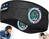 Schlafkopfhörer Bluetooth Stirnband, LC-dolida Schlaf Kopfhörer Stirnband Schlafmaske mit kopfhörer Band,Cozyband Sportskopfhörer Musik Schlafen Stirnband für Sport Training,Joggen,Yoga,Reisen