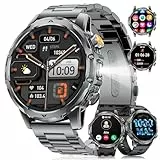 2026 Smartwatch Herren Militär-1,53‘’ IPS HD Display/1000mAh Akku/LED-Lampe/Stress,IP68 Wasserdicht Fitnessuhr Herren mit 120+ Sportmodi,24/7-Herzfrequenz/SpO2/Schlafmonitor,für Android iOS,3 Bänder