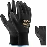 LTD Arbeitshandschuhe, PU-beschichtetes Nylon, Schwarz, 24 Paar Ideal für Gartenarbeit, Bauarbeiter, Mechaniker, runder Ajs Ltd® Sticker., schwarz, .