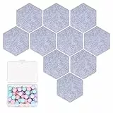 10 Stück Sechseckige Filz-Memo-Tafeln, Selbstklebende Pinnwände aus Kork, Foto-Display-Tafel, Dekoration für Fotos, Memos, Wanddekoration, Mit 40 Pinnnadeln