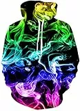 ALISISTER Unisex 3D Hoodie Herren Damen Kapuzenpullover Sweatshirt Personalisiert Buntes Rauchen Drucken Drawstring Langarm Pullover Kapuzenpullis mit Tasche S