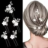 5 Stück Braut Kopfschmuck Haarspangen Blume Haarschmuck Haarschmuck Hochzeit Set Perlen Strass Hochzeit U-Förmig Haarnadeln Stirnband für Braut und Brautjungfer