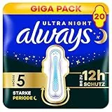 Always Ultra Damenbinden Starke Periode (Größe 5) Mit Flügeln 20 Stück, Sehr Saugfähig Und Ultradünn, Für Die Periode
