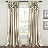 Lush Decor Boho-Fenstervorhang mit Quaste, Leinen, 241,3 x 132,1 cm, Türkis und Orange (Einzelnes Panel)